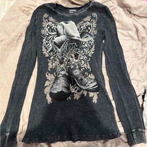 Women’s Long Sleeve Top with Western Design